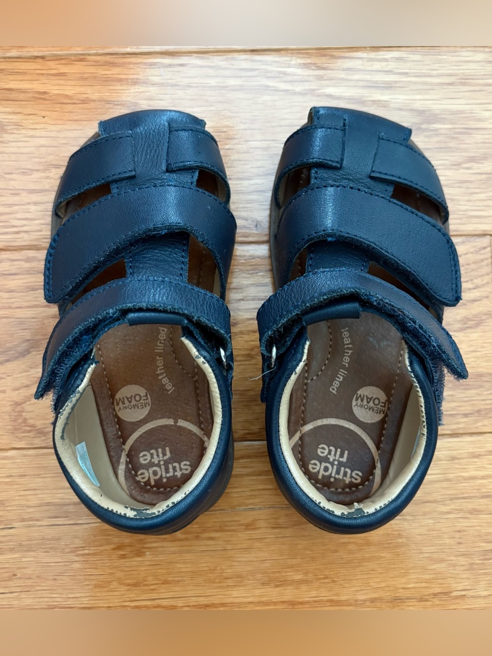 Stride Rite SRtech Archie Toddler Navy Blue Leather Sandals Size 4M First Walker